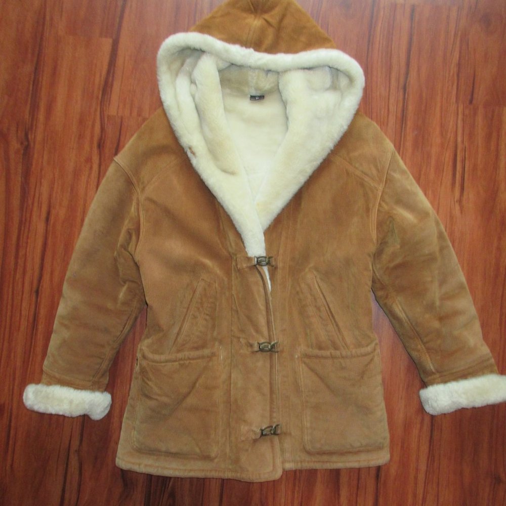 VICTORIA'S SECRET SUPER WARM FAUX FUR LINED GALLERY SUEDE HEAVY COAT M